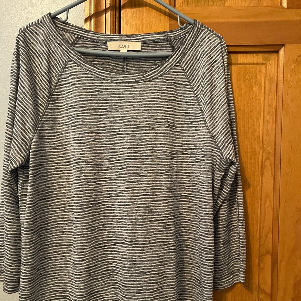 Loft long sleeve jersey. Grey and white striped. Brand new. Never worn large.